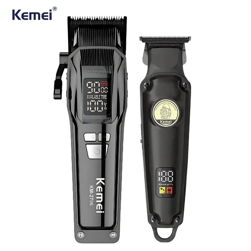 Máquina de Corte Lâmina Fade & Taper Km-2796 + Acabamento Km-2371 | Kemei ®