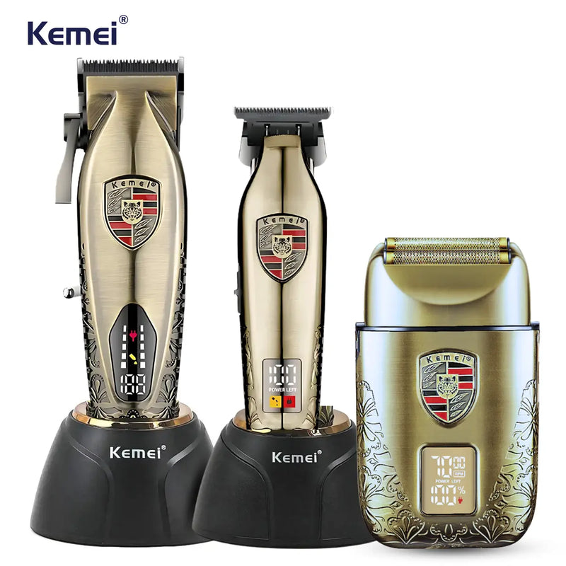 Kit Premium Corte Km-2230 + Acabamento Km-2236 + Shaver Km-T93 | Kemei ®